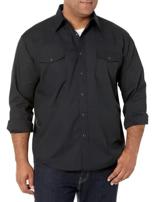 Camisa Wrangler Hombre Sport Western Negro Talla Grande