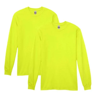 Camiseta Gildan G5400 de manga larga pack de 2 verde seguridad talla S