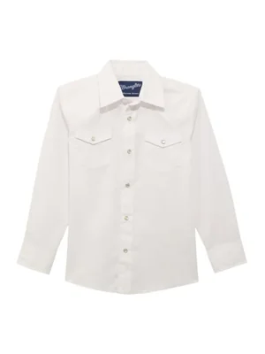 Camisa Wrangler de manga larga estilo western con broches a presión - Blanca Talla M