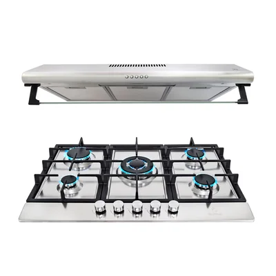 Campana de Pared CB-80 y Parrilla de Gas 5Q-PS-76 Supra Foggia color Gris