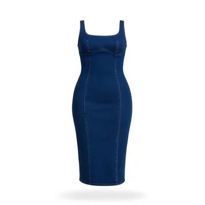 Vestido Mezclilla De Tirantes Azul Petroleo