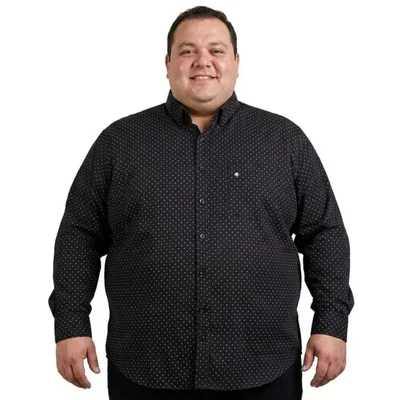 Camisa Michel blanc talla extra negra con un estampado negro de puntitos