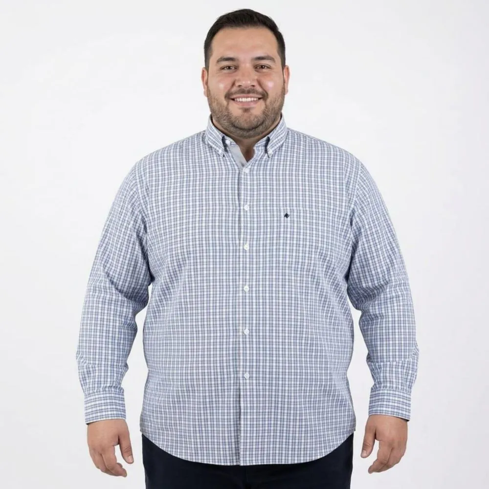Camisa Michel blanc talla extra de caudro azul combinado de bottom down