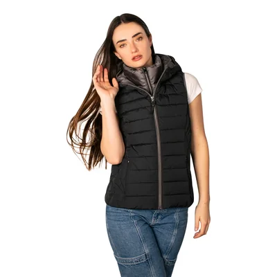 Chaleco Greenlander Capitonado Cómodo Casula Con Capucha Para Mujer