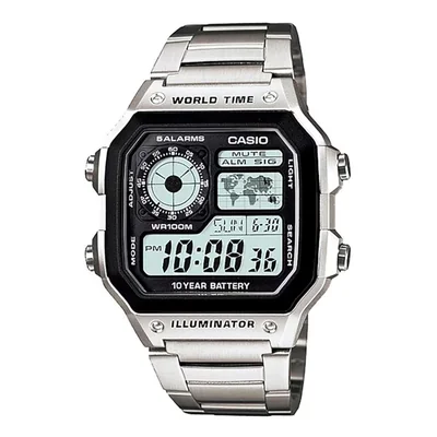 Reloj Casio World Time 5 Alarmas Plateado para hombre