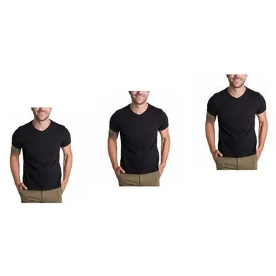 Pack De 3 Playera Negra Hombre Slim Fit Cuello V