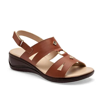 Pravia Sandalia cuña para Mujer Camel cod. 140929