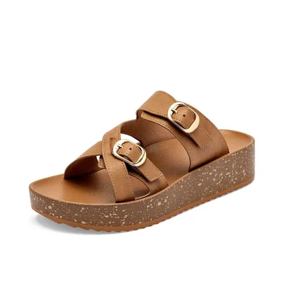 Capa De Ozono sandalia piso para mujer camel cod 140890-E