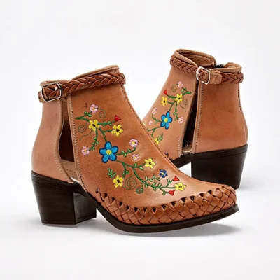 BOTIN TACON MORA TIERRA HAZEL CAMEL MULTICOLOR TACON 7 cm Piel