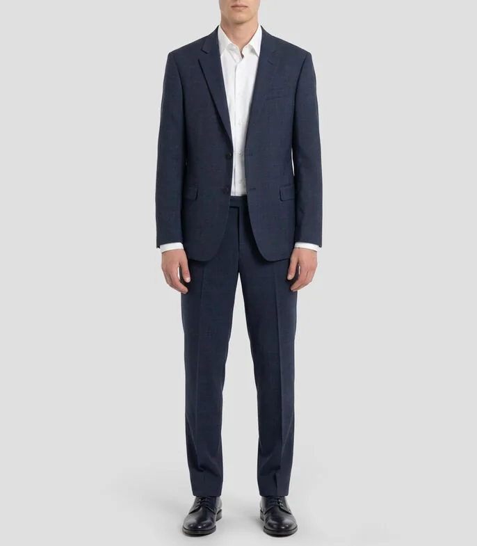 Traje de lana corte regular a cuadros Hombre