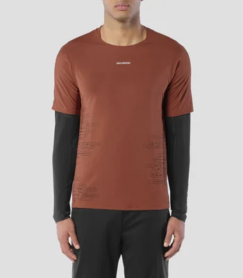 Playera deportiva lisa manga corta estampada Hombre