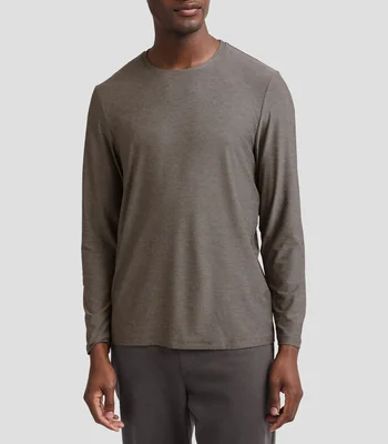 Playera deportiva cuello redondo manga larga lisa Hombre