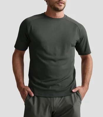 Playera deportiva cuello redondo manga corta lisa Hombre