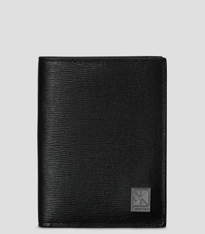 Cartera bifold negra en piel Hombre