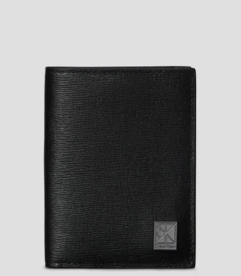 Cartera bifold negra en piel Hombre