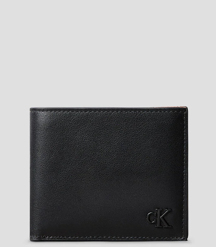 Cartera bifold en piel lisa Hombre