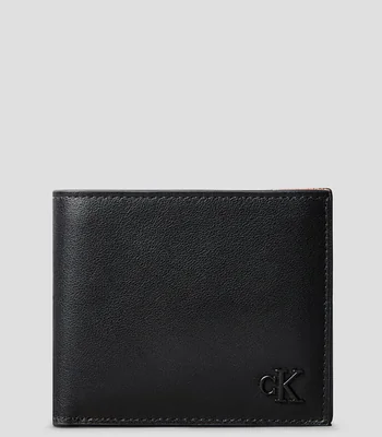 Cartera bifold en piel lisa Hombre