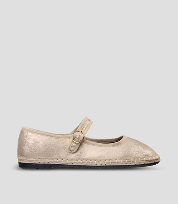 Flats Flor Mary Jane con tacón bajo de media luna lisos Mujer