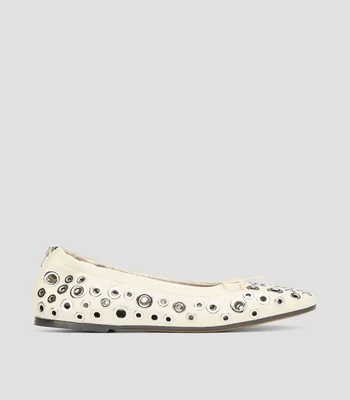 Flats con orificios en piel Mujer