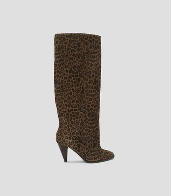 Botas largas de ante con tacón alto de cono Lambeth Mujer