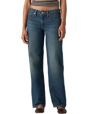 Jeans straight corte media cintura para mujer
