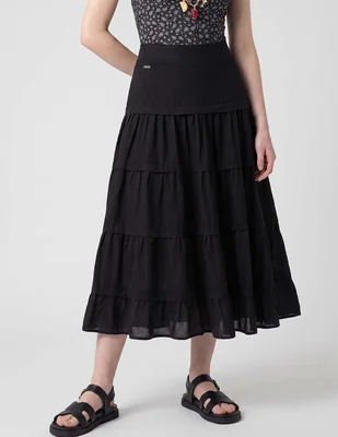 Falda midi a la cintura