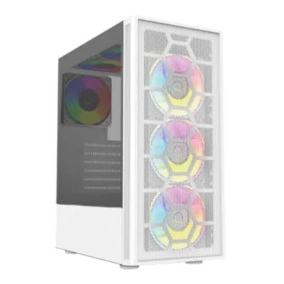 Gabinete Gamer Compact Media Torre Dragonfly Perform Crystal GM590CW / Panel Izq Cristal + Frente Cristal / Blanco