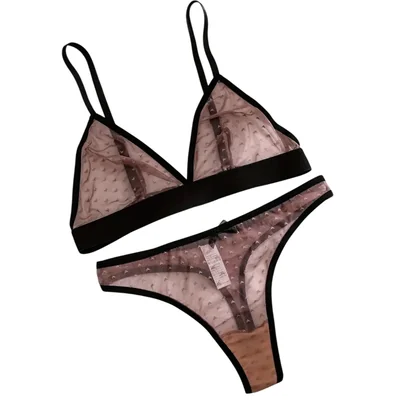 Conjunto de Lencería de Malla Transparente