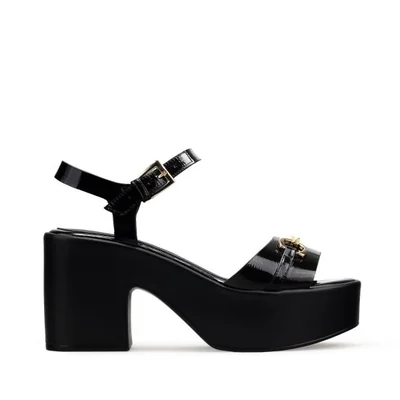 Zapatillas De Tacón Ancho Davenia De Plataforma Mod. Celina Negro