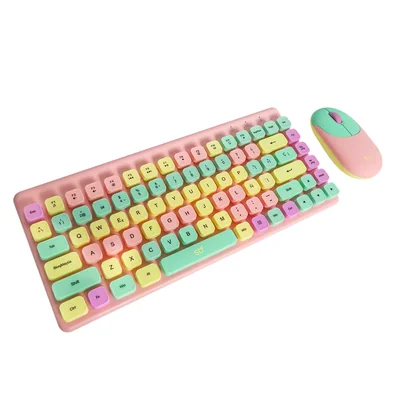 Combo Mouse Y Teclado Inalámbrico Stf Viva color Rosa