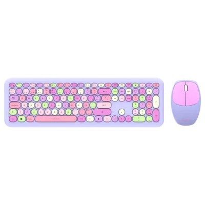 Teclado y Mouse Acteck Creator Chic Colors Mk475 Inalámbrico Usb 2.4ghz Delgado Morado