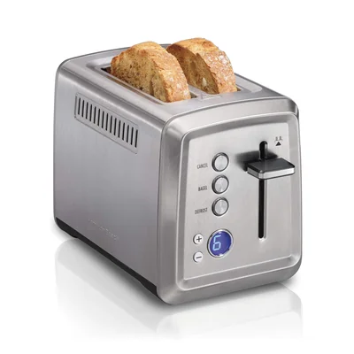 Hamilton Beach 22796 Digital 2 Slice Toaster With Bagel Defrost & Cancel Settings Stainless Steel