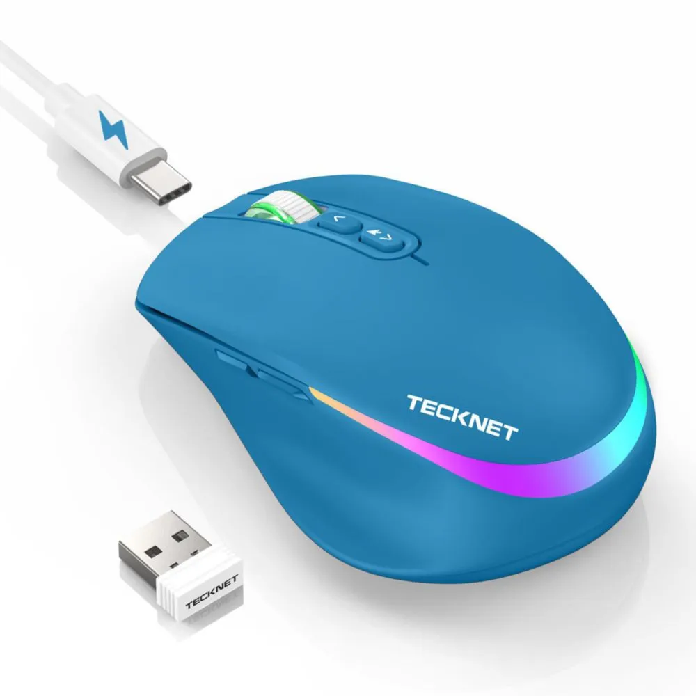 Ratón Inalámbrico TECKNET Recargable 6 DPI RGB Azul