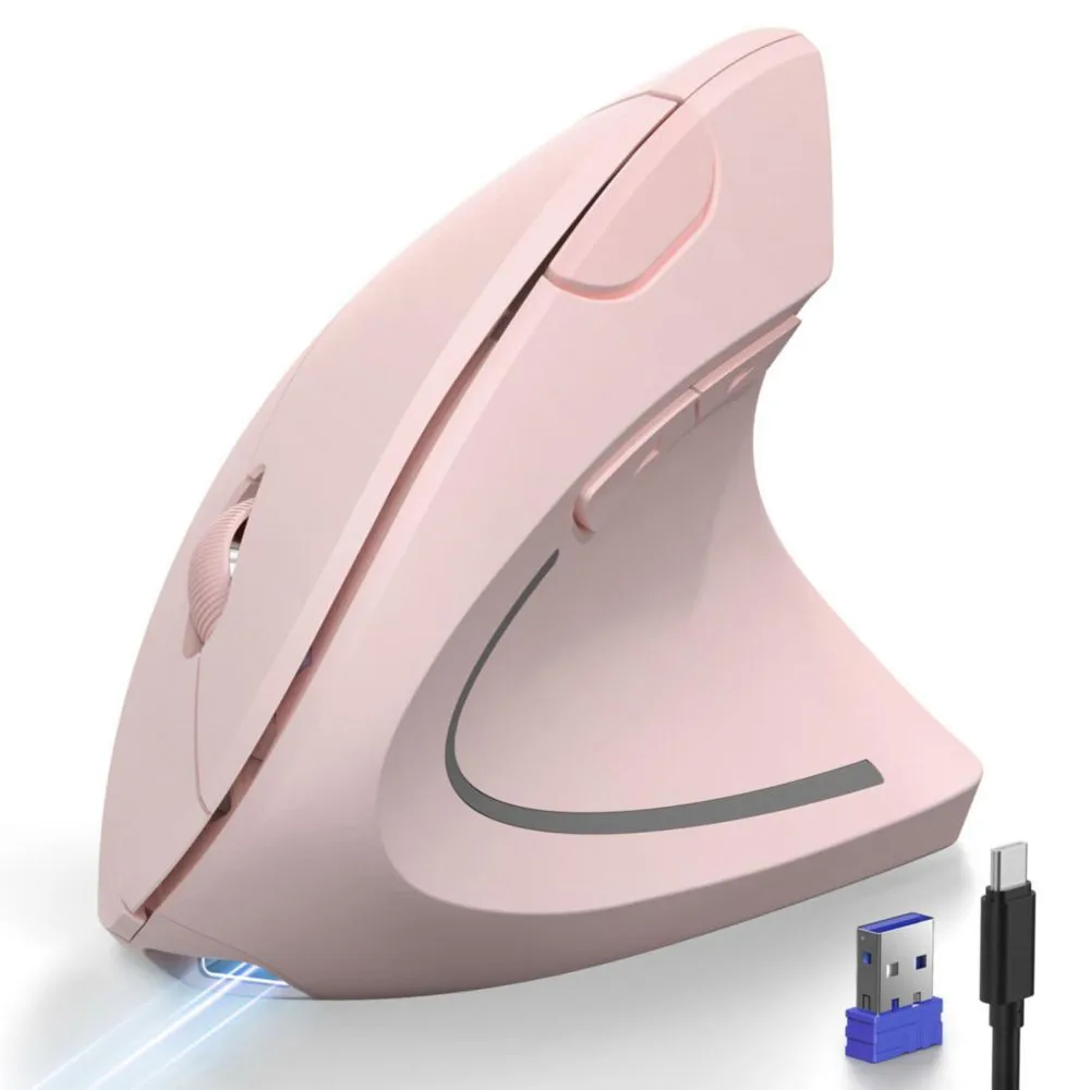 Ratón TECKNET Vertical Inalámbrico Rosa Recargable