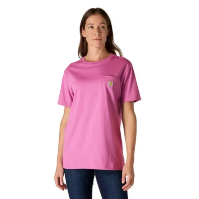 Camiseta Carhartt WK87 con bolsillo talla mediana fucsia eléctrico