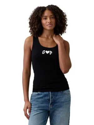 Camiseta sin mangas GAP con estampado de corazones acanalados para mujer talla XS