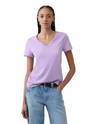 Camiseta GAP con cuello en V favorita para mujer color ciruela talla XS