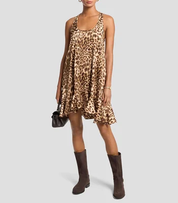 Vestido corto con estampado en Animal Print Mujer