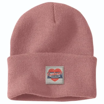 Gorro Carhartt de Punto con Parche de Corazón – Tinte Rosa
