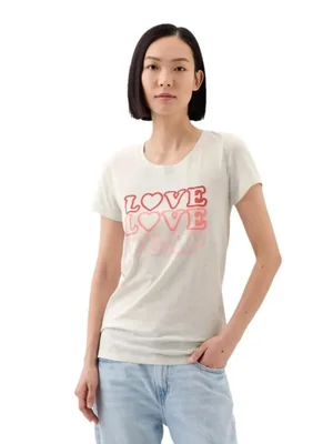 Camiseta Gap con cuello redondo favorita para mujer Love Gap Grey XS