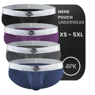 Slip tipo bikini RM Real Men XL 4 uds negro azul gris y vino