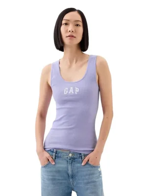 Camiseta sin mangas GAP Logo Fresh Lavender para mujer de punto acanalado XXL