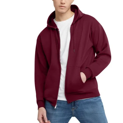 Sudadera con capucha Hanes para hombre con cierre completo Eco-Smart color granate talla S
