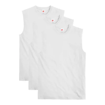 Camiseta sin mangas Hanes 3 unidades algodón blanco