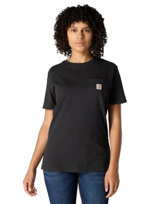 Camiseta Carhartt Iconic WK87 Pocket para mujer negra talla M