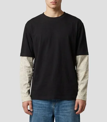 Playera cuello redondo manga larga lisa Hombre