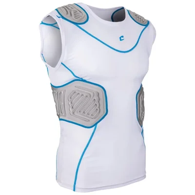 Camisa de compresión acolchada CHAMPRO 4XL Blanca con detalle azul óptico