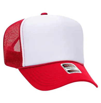 Gorra Alldayshirts de 5 paneles con malla trasera Rojo/Blanco