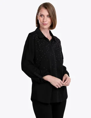 Blusa camisera manga larga para mujer