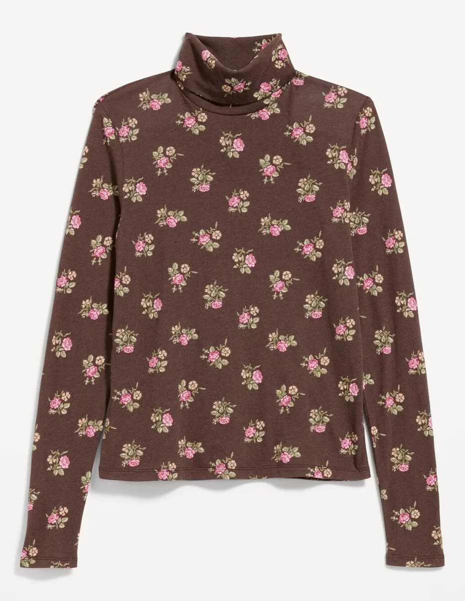 Playera manga larga cuello tortuga para mujer